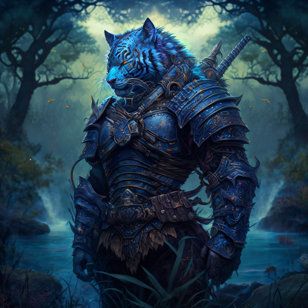 FlashGuard tiger man heavy armor big black glowing blue sword o 65dde9f6-bba0-4477-8eed-e68adc11b9f9.png